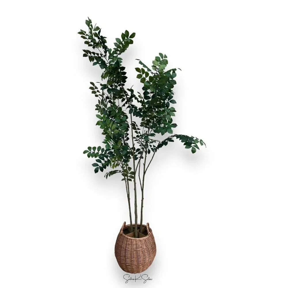Threshold Studio McGee Artificial Pterocarpus Leaf Tree in Woven Basket - Target